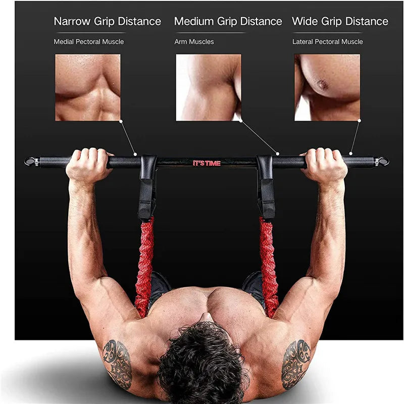 INNSTAR Adjustable Bench Press Resistance Band with Workout Bar Push Up Elastice Bands Portable Chest Expander Fitness Equipment