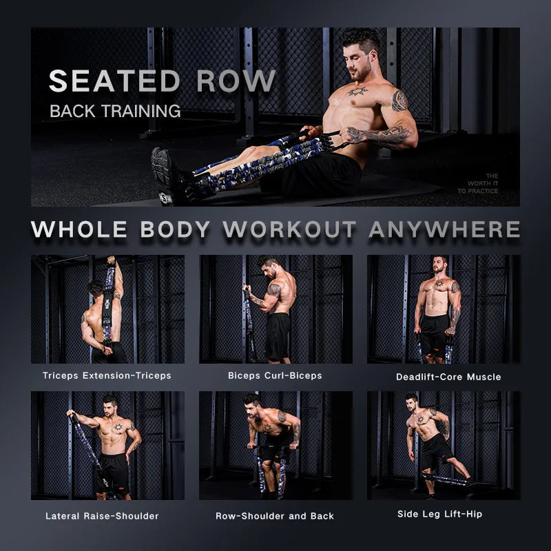 INNSTAR Adjustable Bench Press Resistance Band with Workout Bar Push Up Elastice Bands Portable Chest Expander Fitness Equipment