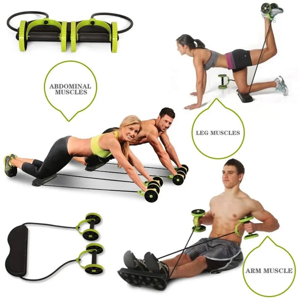 Ab Roller Wheel with knee pads and resistance bands