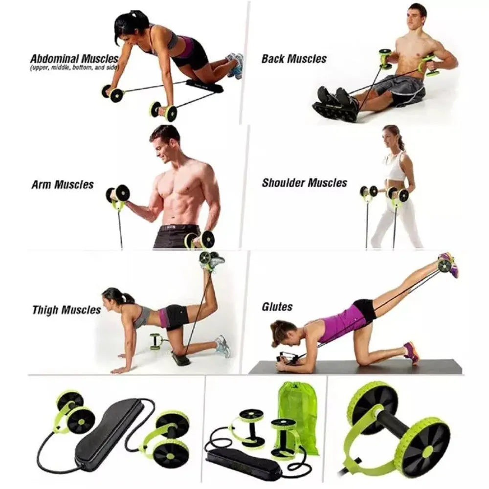 Ab Roller Wheel with knee pads and resistance bands